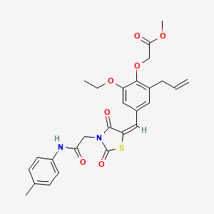 molecular formula C27H28N2O7S B10896571 methyl {2-ethoxy-4-[(E)-(3-{2-[(4-methylphenyl)amino]-2-oxoethyl}-2,4-dioxo-1,3-thiazolidin-5-ylidene)methyl]-6-(prop-2-en-1-yl)phenoxy}acetate 