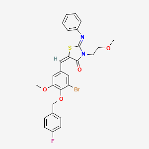 (2Z,5E)-5-{3-bromo-4-[(4-fluorobenzyl)oxy]-5-methoxybenzylidene}-3-(2-methoxyethyl)-2-(phenylimino)-1,3-thiazolidin-4-one