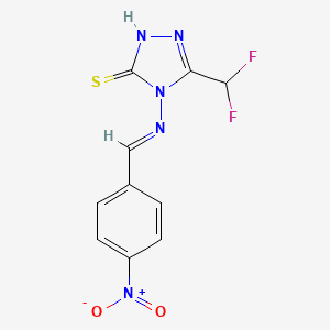 molecular formula C10H7F2N5O2S B10896624 5-(difluoromethyl)-4-{[(E)-(4-nitrophenyl)methylidene]amino}-4H-1,2,4-triazole-3-thiol 