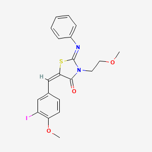 molecular formula C20H19IN2O3S B10896630 (2Z,5E)-5-(3-iodo-4-methoxybenzylidene)-3-(2-methoxyethyl)-2-(phenylimino)-1,3-thiazolidin-4-one 