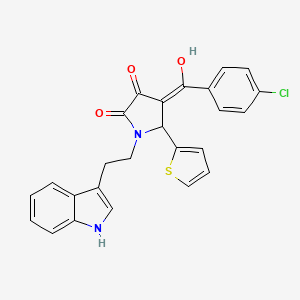 molecular formula C25H19ClN2O3S B10896632 4-[(4-chlorophenyl)carbonyl]-3-hydroxy-1-[2-(1H-indol-3-yl)ethyl]-5-(thiophen-2-yl)-1,5-dihydro-2H-pyrrol-2-one 