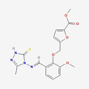 methyl 5-[(2-methoxy-6-{(E)-[(3-methyl-5-sulfanyl-4H-1,2,4-triazol-4-yl)imino]methyl}phenoxy)methyl]furan-2-carboxylate