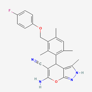 6-Amino-4-{3-[(4-fluorophenoxy)methyl]-2,4,6-trimethylphenyl}-3-methyl-1,4-dihydropyrano[2,3-c]pyrazole-5-carbonitrile