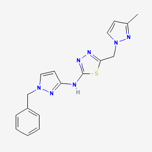 molecular formula C17H17N7S B10896657 N-(1-benzyl-1H-pyrazol-3-yl)-5-[(3-methyl-1H-pyrazol-1-yl)methyl]-1,3,4-thiadiazol-2-amine 