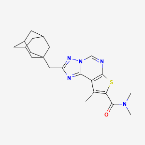 molecular formula C22H27N5OS B10896659 2-(1-Adamantylmethyl)-N~8~,N~8~,9-trimethylthieno[3,2-E][1,2,4]triazolo[1,5-C]pyrimidine-8-carboxamide 