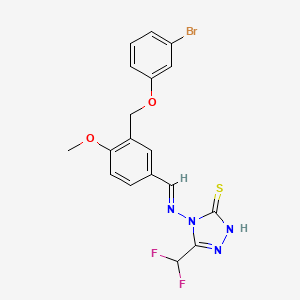 4-{[(E)-{3-[(3-bromophenoxy)methyl]-4-methoxyphenyl}methylidene]amino}-5-(difluoromethyl)-4H-1,2,4-triazole-3-thiol