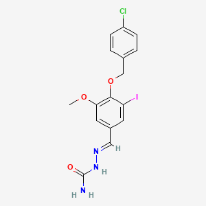 molecular formula C16H15ClIN3O3 B10896676 (2E)-2-{4-[(4-chlorobenzyl)oxy]-3-iodo-5-methoxybenzylidene}hydrazinecarboxamide 