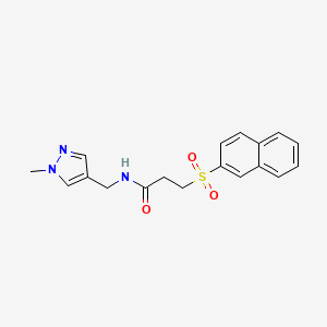 molecular formula C18H19N3O3S B10896713 N-[(1-methyl-1H-pyrazol-4-yl)methyl]-3-(naphthalen-2-ylsulfonyl)propanamide 