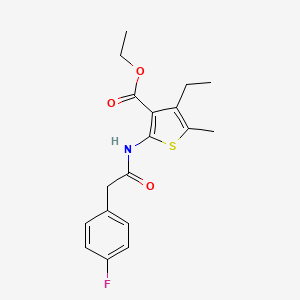 molecular formula C18H20FNO3S B10896738 Ethyl 4-ethyl-2-{[(4-fluorophenyl)acetyl]amino}-5-methylthiophene-3-carboxylate 