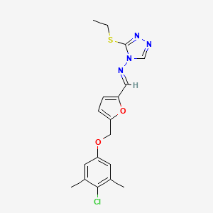 N-[(E)-{5-[(4-chloro-3,5-dimethylphenoxy)methyl]furan-2-yl}methylidene]-3-(ethylsulfanyl)-4H-1,2,4-triazol-4-amine