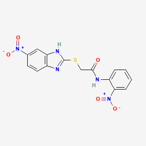 molecular formula C15H11N5O5S B10896804 2-[(5-nitro-1H-benzimidazol-2-yl)sulfanyl]-N-(2-nitrophenyl)acetamide 