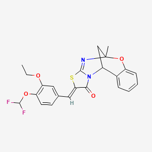 (2Z)-2-[4-(difluoromethoxy)-3-ethoxybenzylidene]-5-methyl-5H,11H-5,11-methano[1,3]thiazolo[2,3-d][1,3,5]benzoxadiazocin-1(2H)-one