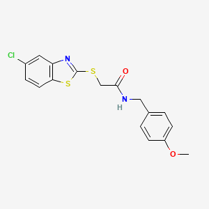 molecular formula C17H15ClN2O2S2 B10896834 2-[(5-chloro-1,3-benzothiazol-2-yl)sulfanyl]-N-(4-methoxybenzyl)acetamide 