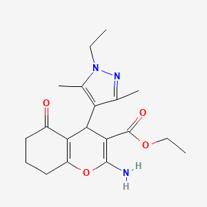 molecular formula C19H25N3O4 B10896846 ethyl 2-amino-4-(1-ethyl-3,5-dimethyl-1H-pyrazol-4-yl)-5-oxo-5,6,7,8-tetrahydro-4H-chromene-3-carboxylate 