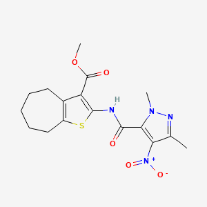 methyl 2-{[(1,3-dimethyl-4-nitro-1H-pyrazol-5-yl)carbonyl]amino}-5,6,7,8-tetrahydro-4H-cyclohepta[b]thiophene-3-carboxylate