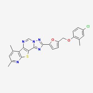 4-[5-[(4-chloro-2-methylphenoxy)methyl]furan-2-yl]-11,13-dimethyl-16-thia-3,5,6,8,14-pentazatetracyclo[7.7.0.02,6.010,15]hexadeca-1(9),2,4,7,10(15),11,13-heptaene