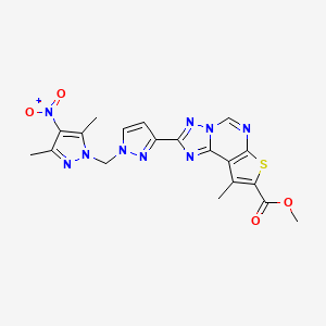 methyl 2-{1-[(3,5-dimethyl-4-nitro-1H-pyrazol-1-yl)methyl]-1H-pyrazol-3-yl}-9-methylthieno[3,2-e][1,2,4]triazolo[1,5-c]pyrimidine-8-carboxylate