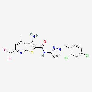 molecular formula C20H15Cl2F2N5OS B10896898 3-amino-N-[1-(2,4-dichlorobenzyl)-1H-pyrazol-3-yl]-6-(difluoromethyl)-4-methylthieno[2,3-b]pyridine-2-carboxamide 