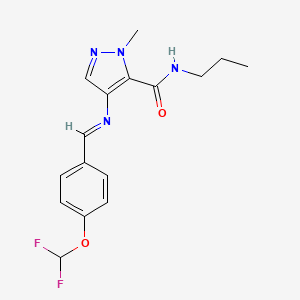 4-({(E)-[4-(difluoromethoxy)phenyl]methylidene}amino)-1-methyl-N-propyl-1H-pyrazole-5-carboxamide