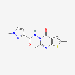 molecular formula C13H13N5O2S B10896919 N-(2,6-dimethyl-4-oxothieno[2,3-d]pyrimidin-3(4H)-yl)-1-methyl-1H-pyrazole-3-carboxamide 