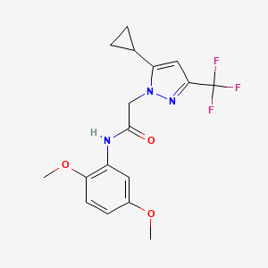 molecular formula C17H18F3N3O3 B10896943 2-[5-cyclopropyl-3-(trifluoromethyl)-1H-pyrazol-1-yl]-N-(2,5-dimethoxyphenyl)acetamide 