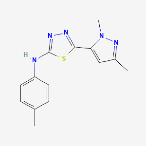 molecular formula C14H15N5S B10896968 5-(1,3-dimethyl-1H-pyrazol-5-yl)-N-(4-methylphenyl)-1,3,4-thiadiazol-2-amine 