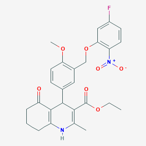 Ethyl 4-{3-[(5-fluoro-2-nitrophenoxy)methyl]-4-methoxyphenyl}-2-methyl-5-oxo-1,4,5,6,7,8-hexahydroquinoline-3-carboxylate