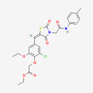 ethyl {2-chloro-6-ethoxy-4-[(E)-(3-{2-[(4-methylphenyl)amino]-2-oxoethyl}-2,4-dioxo-1,3-thiazolidin-5-ylidene)methyl]phenoxy}acetate