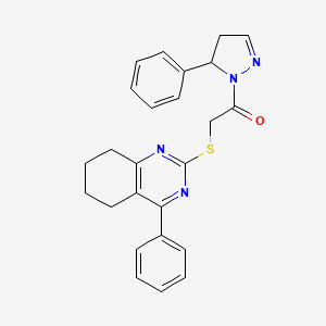 molecular formula C25H24N4OS B10897033 1-(5-phenyl-4,5-dihydro-1H-pyrazol-1-yl)-2-[(4-phenyl-5,6,7,8-tetrahydroquinazolin-2-yl)sulfanyl]ethanone 