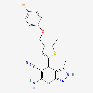 6-Amino-4-{4-[(4-bromophenoxy)methyl]-5-methylthiophen-2-yl}-3-methyl-1,4-dihydropyrano[2,3-c]pyrazole-5-carbonitrile