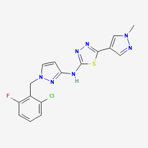 molecular formula C16H13ClFN7S B10897048 N-[1-(2-chloro-6-fluorobenzyl)-1H-pyrazol-3-yl]-5-(1-methyl-1H-pyrazol-4-yl)-1,3,4-thiadiazol-2-amine 