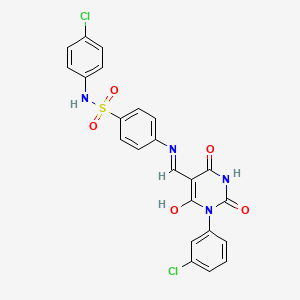 N-(4-chlorophenyl)-4-({(Z)-[1-(3-chlorophenyl)-2,4,6-trioxotetrahydropyrimidin-5(2H)-ylidene]methyl}amino)benzenesulfonamide