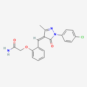 molecular formula C19H16ClN3O3 B10897056 2-(2-{(Z)-[1-(4-chlorophenyl)-3-methyl-5-oxo-1,5-dihydro-4H-pyrazol-4-ylidene]methyl}phenoxy)acetamide 