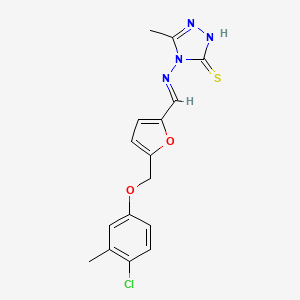 4-{[(E)-{5-[(4-chloro-3-methylphenoxy)methyl]furan-2-yl}methylidene]amino}-5-methyl-4H-1,2,4-triazole-3-thiol