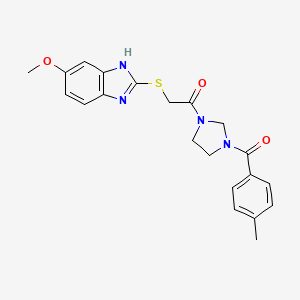 2-[(5-methoxy-1H-benzimidazol-2-yl)sulfanyl]-1-{3-[(4-methylphenyl)carbonyl]imidazolidin-1-yl}ethanone