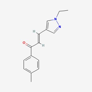 molecular formula C15H16N2O B10897132 (2E)-3-(1-ethyl-1H-pyrazol-4-yl)-1-(4-methylphenyl)prop-2-en-1-one 