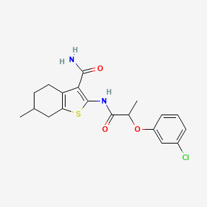 molecular formula C19H21ClN2O3S B10897139 2-{[2-(3-Chlorophenoxy)propanoyl]amino}-6-methyl-4,5,6,7-tetrahydro-1-benzothiophene-3-carboxamide 