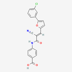 molecular formula C21H13ClN2O4 B10897146 4-({(2E)-3-[5-(3-chlorophenyl)furan-2-yl]-2-cyanoprop-2-enoyl}amino)benzoic acid 