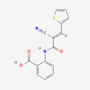 molecular formula C15H10N2O3S B10897212 2-{[(2E)-2-cyano-3-(thiophen-2-yl)prop-2-enoyl]amino}benzoic acid 