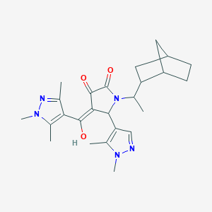 1-[1-(bicyclo[2.2.1]hept-2-yl)ethyl]-5-(1,5-dimethyl-1H-pyrazol-4-yl)-3-hydroxy-4-[(1,3,5-trimethyl-1H-pyrazol-4-yl)carbonyl]-1,5-dihydro-2H-pyrrol-2-one