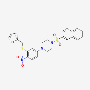 1-{3-[(Furan-2-ylmethyl)sulfanyl]-4-nitrophenyl}-4-(naphthalen-2-ylsulfonyl)piperazine