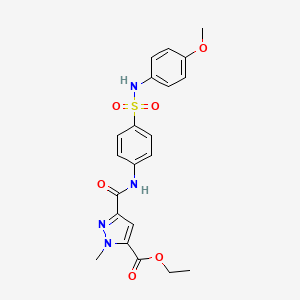 molecular formula C21H22N4O6S B10897272 ethyl 3-({4-[(4-methoxyanilino)sulfonyl]anilino}carbonyl)-1-methyl-1H-pyrazole-5-carboxylate 