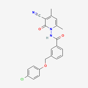 3-[(4-chlorophenoxy)methyl]-N-(3-cyano-4,6-dimethyl-2-oxopyridin-1(2H)-yl)benzamide