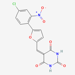 molecular formula C15H8ClN3O6 B10897293 5-{[5-(4-chloro-2-nitrophenyl)furan-2-yl]methylidene}pyrimidine-2,4,6(1H,3H,5H)-trione 