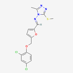 N-[(E)-{5-[(2,4-dichlorophenoxy)methyl]furan-2-yl}methylidene]-3-methyl-5-(methylsulfanyl)-4H-1,2,4-triazol-4-amine