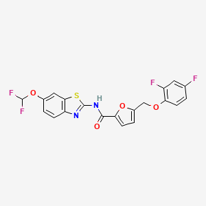 molecular formula C20H12F4N2O4S B10897338 N-[6-(difluoromethoxy)-1,3-benzothiazol-2-yl]-5-[(2,4-difluorophenoxy)methyl]furan-2-carboxamide 