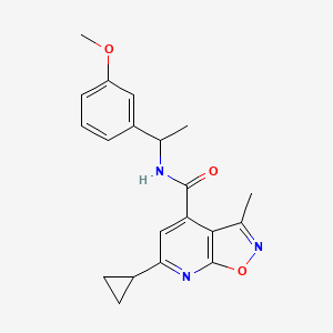 molecular formula C20H21N3O3 B10897358 6-cyclopropyl-N-[1-(3-methoxyphenyl)ethyl]-3-methyl[1,2]oxazolo[5,4-b]pyridine-4-carboxamide 