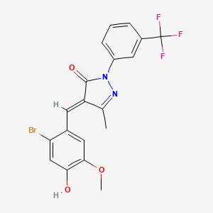 (4E)-4-(2-bromo-4-hydroxy-5-methoxybenzylidene)-5-methyl-2-[3-(trifluoromethyl)phenyl]-2,4-dihydro-3H-pyrazol-3-one