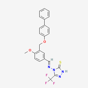 molecular formula C24H19F3N4O2S B10897393 4-{[(E)-{3-[(biphenyl-4-yloxy)methyl]-4-methoxyphenyl}methylidene]amino}-5-(trifluoromethyl)-4H-1,2,4-triazole-3-thiol 