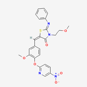 molecular formula C25H22N4O6S B10897401 (2Z,5E)-3-(2-methoxyethyl)-5-{3-methoxy-4-[(5-nitropyridin-2-yl)oxy]benzylidene}-2-(phenylimino)-1,3-thiazolidin-4-one 